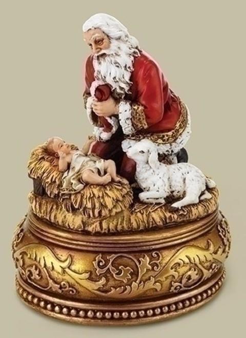 Musical Kneeling Santa With Baby Jesus