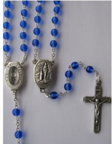 Rosary - Blue Bead / Lourdes Water Centerpiece